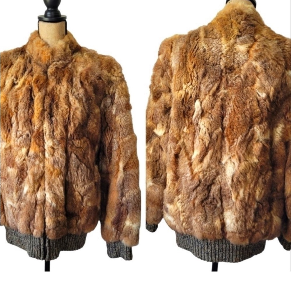 Luxurious VINTAGE rabbit Brown Fur Jacket